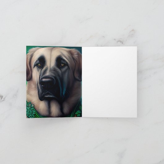 セントパトリックデーのドレスを着たアナトリアンシェパード犬 カード (内部)