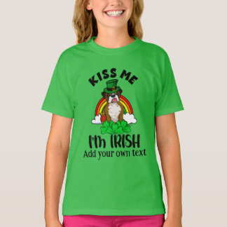 セントパトリックデーのパピー キスして私はアイルランド人 Tシャツ