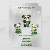 セントパトリックデーのパンダパーティ 招待状 (正面/裏面)