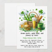 セントパトリックデーのピクニック　緑の下でラッキーな楽しいひと時 招待状 (正面/裏面)