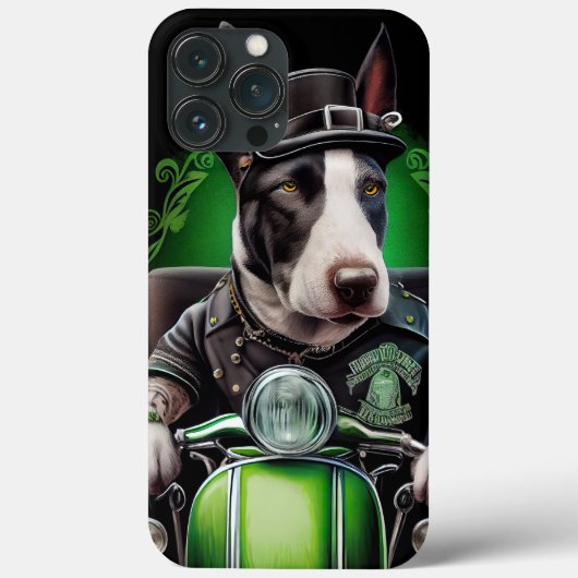 セントパトリックデーのブルテリアの自転車運転 Case-Mate iPhoneケース (裏面)