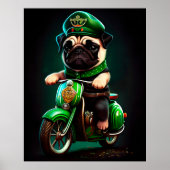 セントパトリックデーのプグ犬の自転車運転 ポスター (正面)