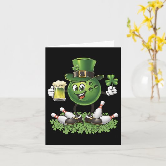 セントパトリックデーのボウリングでビールが好きな人と飲みながら遊ぼう カード (黄色い花)