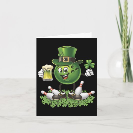 セントパトリックデーのボウリング 飲酒 ビール愛好家 遊び カード (正面)