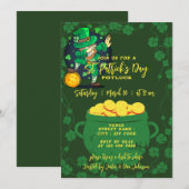 セントパトリックデーのポットラックパーティー 招待状 セントパティーズブロックパーティー (正面/裏面)