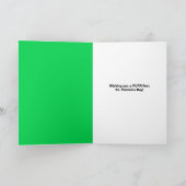 セントパトリックデーのユーモアたっぷりの猫とクローバー シーズンカード (内部)