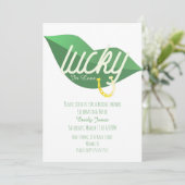 セントパトリックデーのラッキーブライダルシャワーリップグリーン 招待状 (スタンド正面)