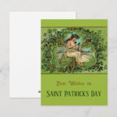 セントパトリックデーのヴィンテージガールとシャムロック シーズンカード (正面/裏面)