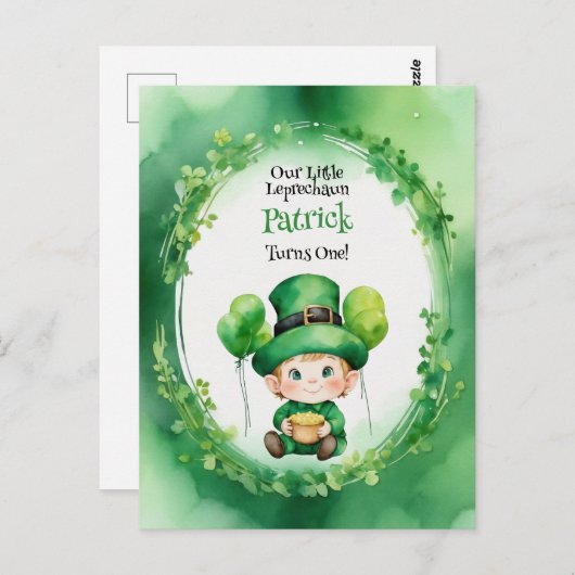 セントパトリックデーの妖精の誕生日招待状 ポストカード (正面/裏面)