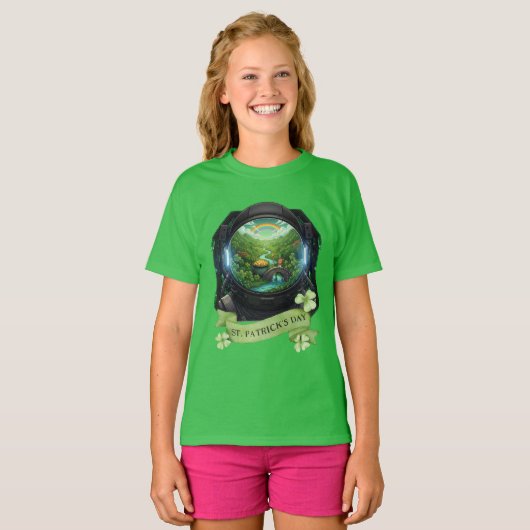 セントパトリックデーの宇宙飛行士ラッキーTシャツ Tシャツ (正面フル)