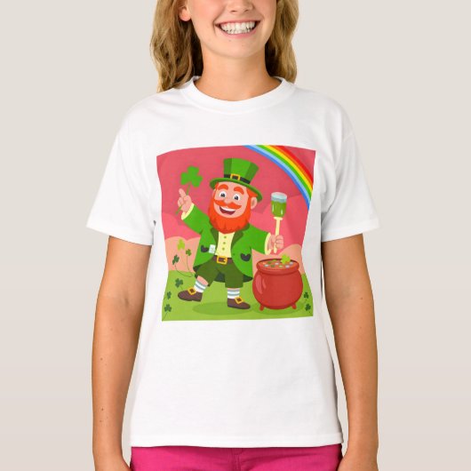 セントパトリックデーの小人イラスト  Tシャツ (正面)