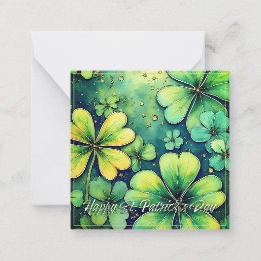 セントパトリックデーの幸運 - 水彩のシャムロック 🍀✨ ノートカード (正面)