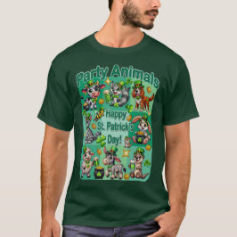 セントパトリックデーの楽しさと可愛い"パーティーアニマル" Tシャツ