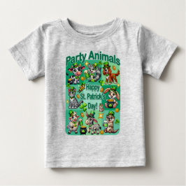 セントパトリックデーの楽しさと愛らしい「パーティーアニマル」 ベビーTシャツ