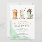 セントパトリックデーの水彩シャムロックミルクシェイク 招待状 (正面)