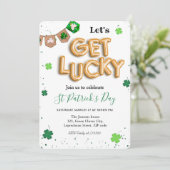 セントパトリックデーの緑のクローバー ラッキーパーティー 招待状 (スタンド正面)
