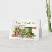 セントパトリックデーの緑のビール帽コインクローバー シーズンカード (正面)