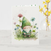 セントパトリックデーの緑の小人 カード (黄色い花)