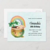 セントパトリックデーの虹とクローバー誕生日パーティー ポストカード (正面/裏面)