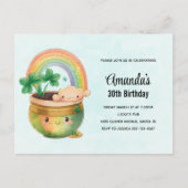 セントパトリックデーの虹とクローバー誕生日パーティー ポストカード (正面)