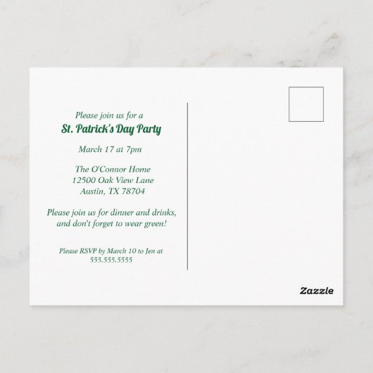セントパトリックデーの輝き パーティーの招待状 ポストカード (裏面)