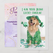 セントパトリックデーの面白いカスタマイズ可能な犬のカード シーズンカード (正面/裏面)
