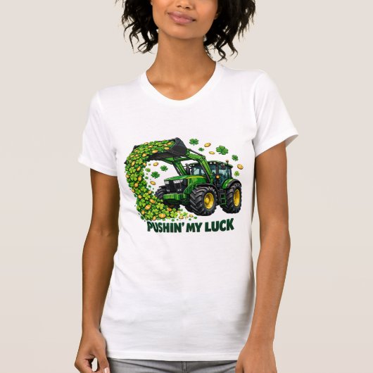 セントパトリックデーの面白いトラクター Tシャツ (正面)