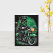 セントパトリックデーの黒猫バイク カード (黄色い花)