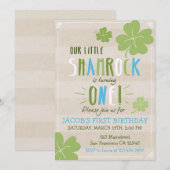 セントパトリックデーの4葉のクローバー誕生日招待状 招待状 (正面/裏面)