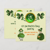 セントパトリックデーパーティーグリーンエメラルドモノグラム 招待状 (正面/裏面)