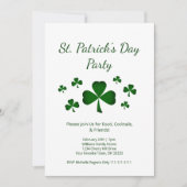 セントパトリックデーパーティー グリーンのシャムロック 招待状 (正面)