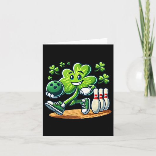 セントパトリックデーボウリング男子女子かわいいシャムロック カード (正面)