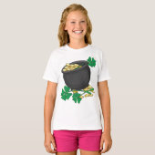 セントパトリックデーポットオブゴールドラッキーのクローバーTシャツ Tシャツ (正面フル)