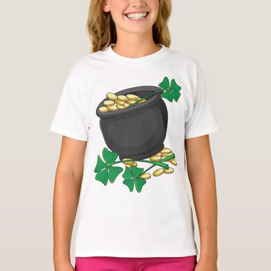 セントパトリックデーポットオブゴールドラッキーのクローバーTシャツ Tシャツ (正面)