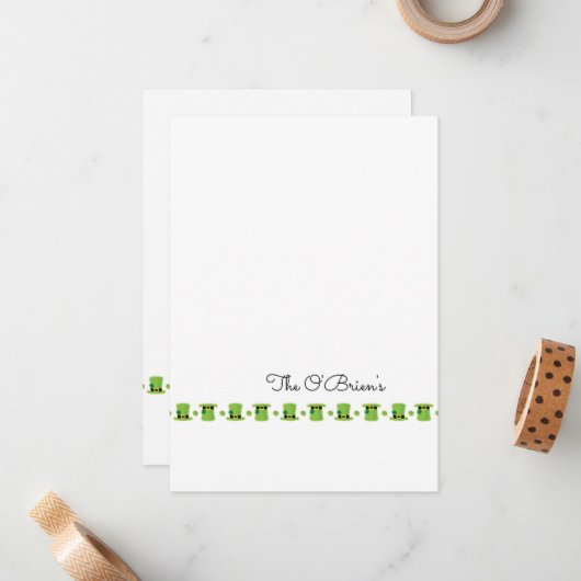 セントパトリックデー アイリッシュ ファミリー ネーム 緑のグリーティング ノートカード (正面/裏面インサイチュ)