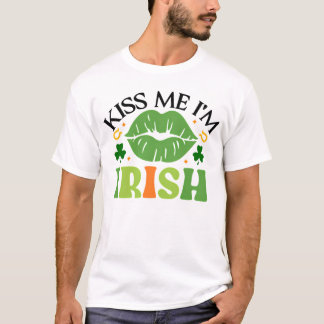 セントパトリックデー アイルランド人だよ キスして Tシャツ