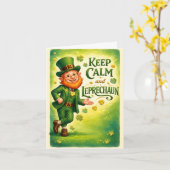 セントパトリックデー カード Keep Calm and Leprechaun (黄色い花)