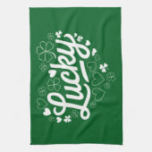 セントパトリックデー ハート ラッキー クローバー シャムロック キッチンタオル (縦)