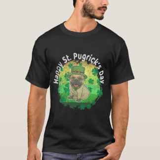 セントパトリックデー ポグリックス パグ レトロ サンセット Tシャツ
