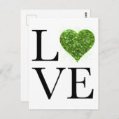 セントパトリックデー | 愛 | 緑の輝くハート ポストカード (正面/裏面)