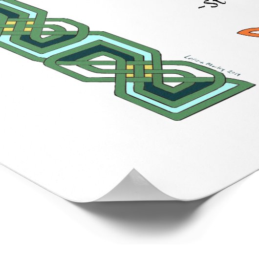 セントパトリック乳房祈りの言葉グリーンケルト結び目模様 ポスター (角)