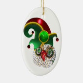 セントパトリック宝石製フクロウ及びシャムロック付小妖精や小人帽子 セラミックオーナメント (右)