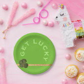 セントパトリック実在4リーフクローバーGet Lucky Green PP ペーパープレート (パーティー)