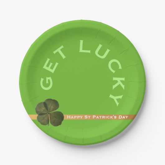 セントパトリック実在4リーフクローバーGet Lucky Green PP ペーパープレート (正面)