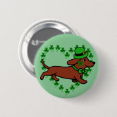 セントパトリック日のダックスフントの漫画7 缶バッジ (正面&裏面)