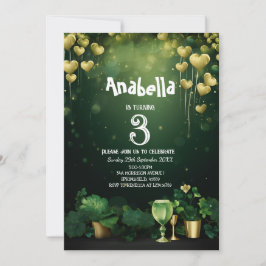 セントパトリック誕生日パーティーのクローバーとバルーン 招待状