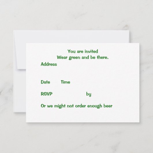 セントパトリック・デイ・グリーン・レプリチャウンズRSVP 招待状 (裏面)