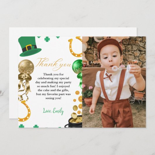 セントパトリック・デイ・シャムロック誕生日サンキューカード 案内状 (正面/裏面)