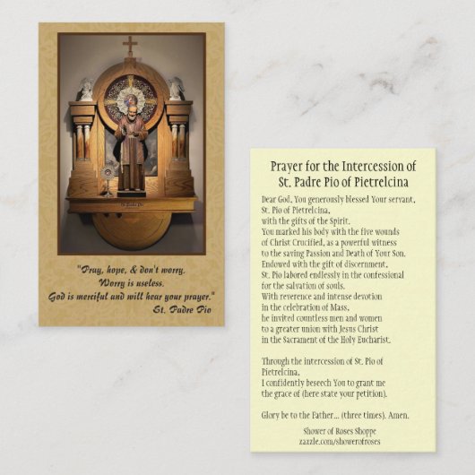 セントパドレピオレディ山カルメル祈りの言葉ホーリーカード 名刺 (正面/裏面)