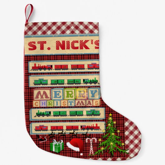 セントパーソナライズされたニックのクリスマスブロックパーティー スモールクリスマスストッキング (正面)